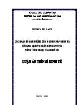 Luận án Các nhân tố ảnh hưởng đến ý định chấp nhận và sử dụng dịch vụ ngân hàng khu vực nông thôn ngoại thành Hà Nội