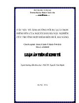 Luận án Các yếu tố ảnh hưởng tới sự lựa chọn điểm đến của người dân Hà Nội: nghiên cứu trường hợp điểm đến Huế, Đà Nẵng