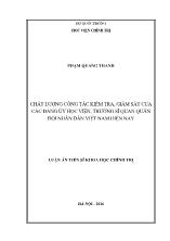 Luận án Chất lượng công tác kiểm tra, giám sát của các đảng ủy học viện, trường sĩ quan quân đội nhân dân Việt Nam hiện nay