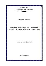 Luận án Chính sách đối ngoại của Hàn Quốc đối với các nước Đông Bắc Á (1989 - 2010)