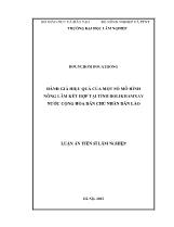 Luận án Đánh giá hiệu quả của một số mô hình nông lâm kết hợp tại tỉnh Bolikhamxay nước Cộng hòa dân chủ nhân dân Lào