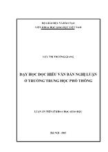 Luận án Dạy học đọc hiểu văn bản nghị luận ở trường trung học phổ thông