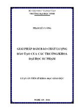 Luận án Giải pháp đảm bảo chất lượng đào tạo của các trường/khoa đại học sư phạm