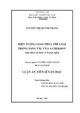 Luận án Hiện tượng giao thoa thể loại trong sáng tác của A.Chekhov (qua khảo sát kịch và truyện ngắn)