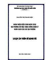 Luận án Hoàn thiện kiểm toán ngân sách địa phương với việc tăng cường quản lý ngân sách của các địa phương