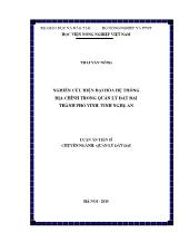 Luận án Nghiên cứu hiện đại hóa hệ thống địa chính trong quản lý đất đai thành phố Vinh, tỉnh Nghệ An