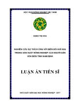 Luận án Nghiên cứu sự thích ứng với biến đổi khí hậu trong sản xuất nông nghiệp của người dân ven biển tỉnh Nam Định