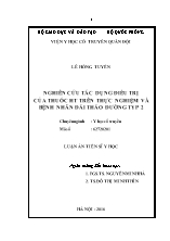 Luận án Nghiên cứu tác dụng điều trị của thuốc HT trên thực nghiệm và bệnh nhân đái tháo đường typ 2