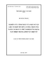 Luận án Nghiên cứu tính chất của một số vật liệu tổ hợp nền hữu cơ pha trộn ống nanô cácbon và thử nghiệm ứng dụng tản nhiệt trong lĩnh vực điện tử