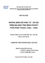 Luận án Những biến đổi kinh tế - xã hội trên địa bàn tỉnh Bình Phước thời Pháp thuộc (1862 – 1945)