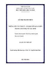 Luận án Những yếu tố tâm lý – xã hội liên quan đến trầm cảm ở phụ nữ sau sinh