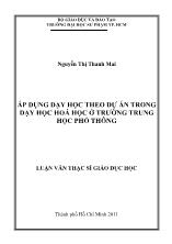 Luận văn Áp dụng dạy học theo dự án trong dạy học hoá học ở trường trung học phổ thông