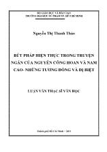 Luận văn Bút pháp hiện thực trong truyện ngắn của Nguyễn Công Hoan và Nam Cao- Những tương đồng và dị biệt