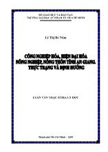 Luận văn Công nghiệp hoá, hiện đại hoá nông nghiệp, nông thôn tỉnh An Giang. Thực trạng và định hướng