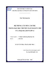 Luận văn Hệ thống câu hỏi cảm thụ trong dạy học truyện ngắn Hai đứa trẻ của Thạch Lam ở lớp 11