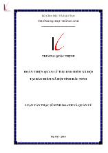 Luận văn Hoàn thiện quản lý thu bảo hiểm xã hội tại bảo hiểm xã hội tỉnh Bắc Ninh