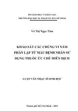 Luận văn Khảo sát các chủng vi nấm phân lập từ máu bệnh nhân sử dụng thuốc ức chế miễn dịch