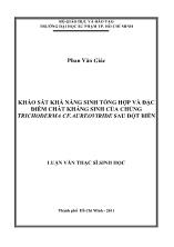 Luận văn Khảo sát khả năng sinh tổng hợp và đặc điểm chất kháng sinh của chủng Trichoderma cf.aureoviride sau đột biến