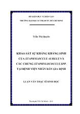 Luận văn Khảo sát sự kháng kháng sinh của Staphylococcus aureus và các chủng Staphylococcus spp. tại bệnh viện Nhân dân Gia Định