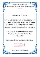 Luận văn Một số biện pháp quản lý hoạt động dạy học theo hướng nâng cao tính tích cực, chủ động và sáng tạo của sinh viên trường Cao đẳng giao thông vận tải III