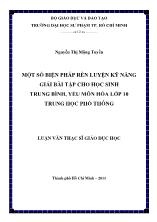 Luận văn Một số biện pháp rèn luyện kỹ năng giải bài tập cho học sinh trung bình, yếu môn Hóa lớp 10 trung học phổ thông