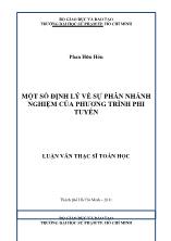 Luận văn Một số định lý về sự phân nhánh nghiệm của phương trình phi tuyến