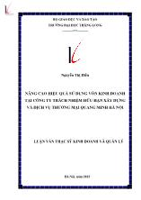 Luận văn Nâng cao hiệu quả sử dụng vốn kinh doanh tại Công ty trách nhiệm hữu hạn xây dựng và dịch vụ thương mại Quang Minh Hà Nội