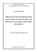 Luận văn Thiết kế tài liệu hỗ trợ dạy học nhằm nâng cao kết quả học tập phần Hóa vô cơ lớp 12 trung học phổ thông