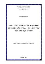 Luận văn Thiết kế và sử dụng các hoạt động khám phá để dạy học phần Sinh thái học sinh học 12 THPT