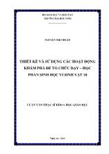 Luận văn Thiết kế và sử dụng các hoạt động khám phá để tổ chức dạy – học phần Sinh học vi sinh vật 10