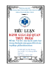 Tiểu luận Vai trò của tuyến nước bọt trong đánh giá cảm quan đối với các loại thực phẩm khác nhau