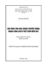 [Tóm tắt] Luận án Đời sống tôn giáo trong truyền thông mạng công giáo ở Việt Nam hiện nay