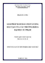 [Tóm tắt] Luận án Giải pháp đảm bảo chất lượng đào tạo của các trường/khoa đại học sư phạm