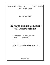 [Tóm tắt] Luận án Giải pháp tài chính cho đào tạo nghề chất lượng cao ở Việt Nam