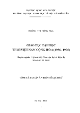 [Tóm tắt] Luận án Giáo dục đại học thời Việt Nam cộng hòa (1956 - 1975)