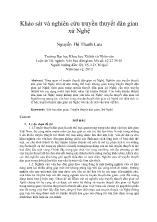 [Tóm tắt] Luận án Khảo sát và nghiên cứu truyền thuyết dân gian xứ Nghệ