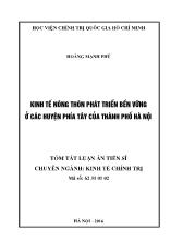 [Tóm tắt] Luận án Kinh tế nông thôn phát triển bền vững ở các huyện phía tây của thành phố Hà Nội