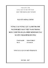 [Tóm tắt] Luận án Nâng cao năng lực cạnh tranh ngành dệt may Việt Nam trong bối cảnh tham gia hiệp định đối tác xuyên Thái Bình Dương