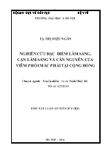 [Tóm tắt] Luận án Nghiên cứu đặc điểm lâm sàng, cận lâm sàng và căn nguyên của viêm phổi mắc phải tại cộng đồng