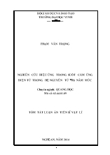 [Tóm tắt] Luận án Nghiên cứu hiệu ứng trong suốt cảm ứng điện từ trong hệ nguyên tử 85Rb năm mức