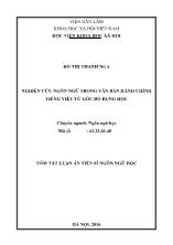 [Tóm tắt] Luận án Nghiên cứu ngôn ngữ trong văn bản hành chính tiếng Việt từ góc độ dụng học