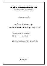 [Tóm tắt] Luận án Ngôn ngữ bình luận trong báo in tiếng việt hiện nay