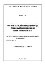 [Tóm tắt] Luận án Quá trình bảo vệ, củng cố độc lập dân tộc ở Cộng hòa dân chủ nhân dân Lào từ năm 1991 đến năm 2011