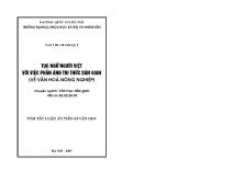 [Tóm tắt] Luận án Tục ngữ người Việt với việc phản ánh tri thức dân gian (về văn hoá nông nghiệp)