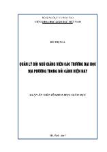 Luận án Quản lý đội ngũ giảng viên các trường đại học địa phương trong bối cảnh hiện nay