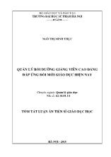 [Tóm tắt] Luận án Quản lý bồi dưỡng giảng viên cao đẳng đáp ứng đổi mới giáo dục hiện nay