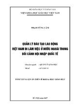 [Tóm tắt] Luận án Quản lý đào tạo lao động Việt Nam đi làm việc ở nước ngoài trong bối cảnh hội nhập quốc tế