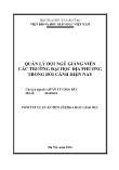 [Tóm tắt] Luận án Quản lý đội ngũ giảng viên các trường đại học địa phương trong bối cảnh hiện nay