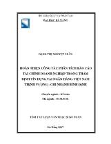 Đề tài Hoàn thiện phân tích Báo cáo tài chính doanh nghiệp trong thẩm định tín dụng tại ngân hàng TMCP Việt Nam Thịnh vượng - Chi nhánh Bình Định