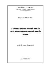 Kế toán hoạt động kinh doanh bất động sản tại các doanh nghiệp kinh doanh bất động sản Việt Nam